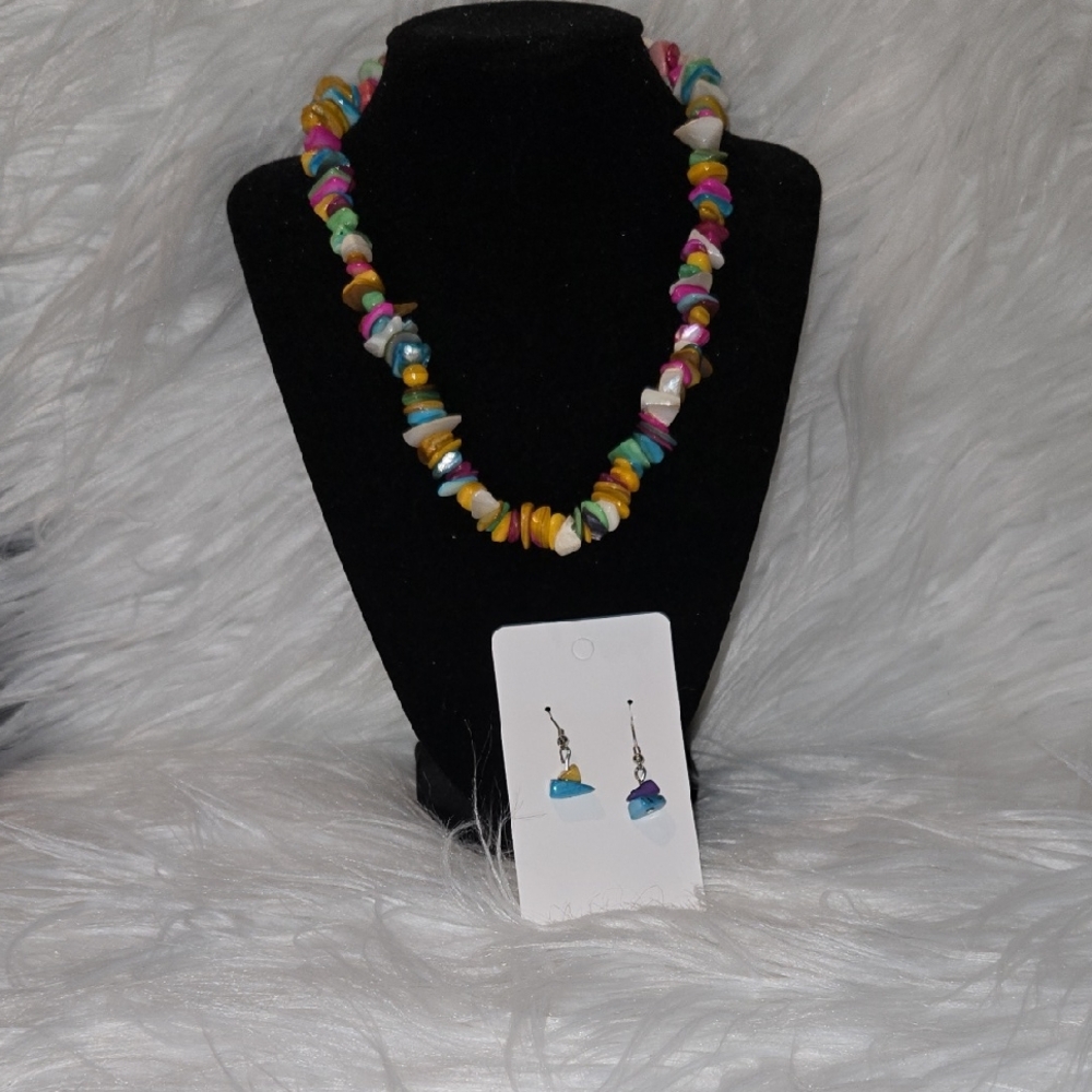 Multicolor Beaded Necklace and Earring Set